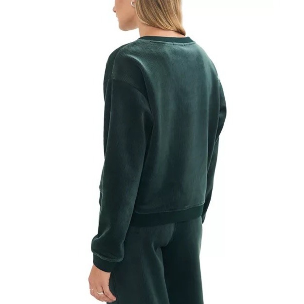 Marine Layer Velour Corduroy Sweatshirt Dark Green Ribbed Pullover